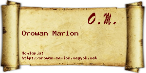 Orowan Marion névjegykártya